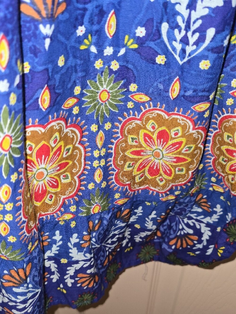 One Summer Blue Floral Dress with Orange Accents - Picture 6 of 6